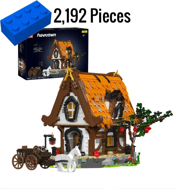 Feature image with packaging of Medieval World Log Cabin MK-16054